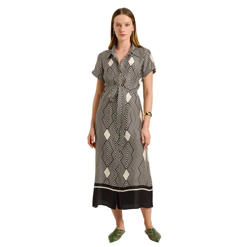 Veronika Maine Geo Tile Border Shirtdress image number 0